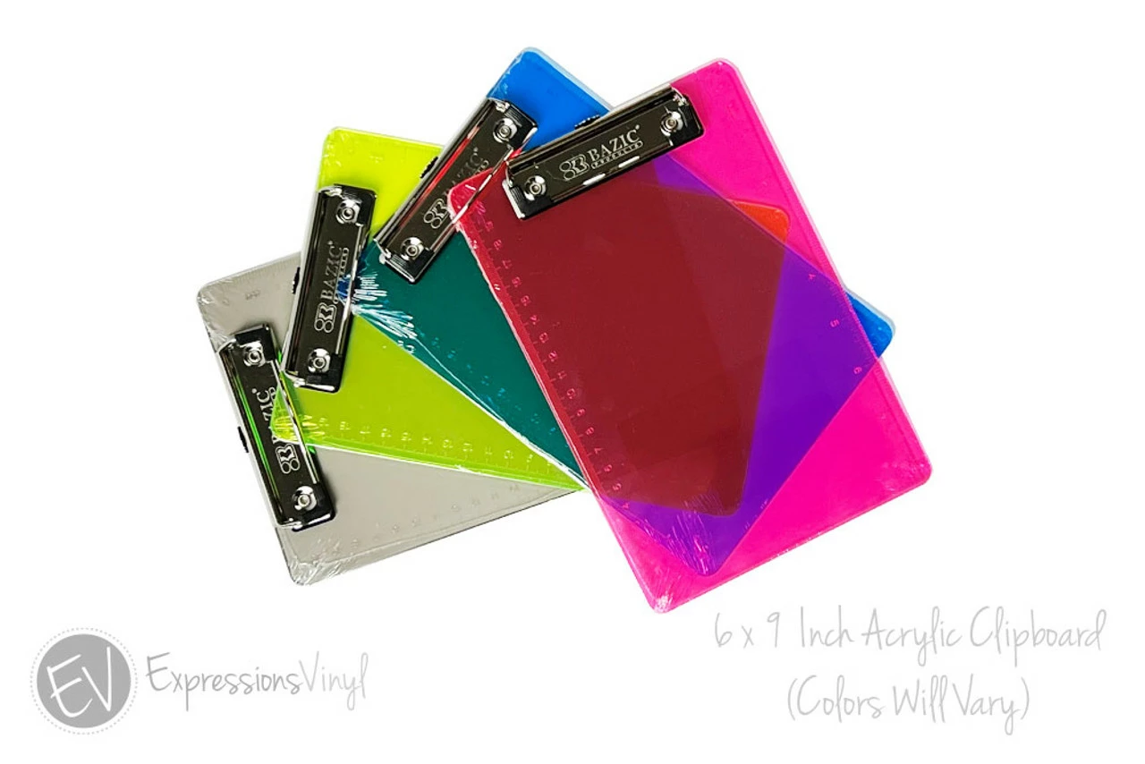 Acrylic Clipboard 2pk. - Memo Size, Assorted Transparent Colors 3 Acrylic Clipboard 2pk. - Memo Size, Assorted Transparent Colors