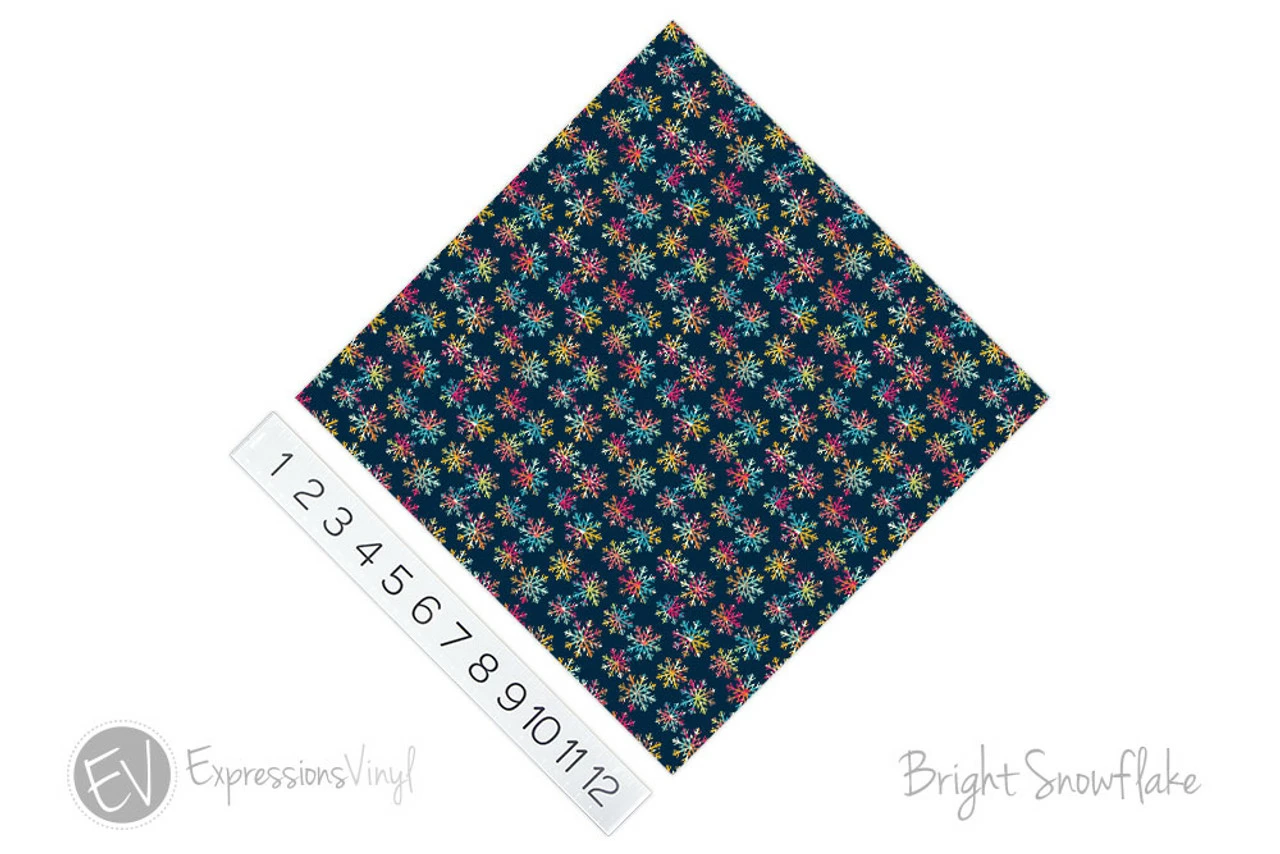12"x12" Patterned Heat Transfer Vinyl - Bright Snowflakes 4 12"x12" Patterned Heat Transfer Vinyl - Bright Snowflakes - Image 2