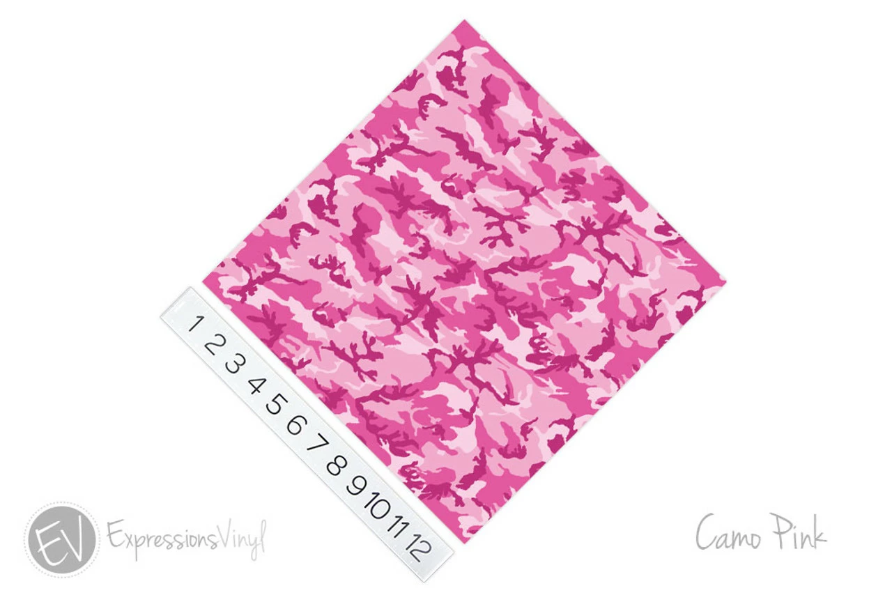 12"x12" Patterned Heat Transfer Vinyl - Camo - Pink 4 12"x12" Patterned Heat Transfer Vinyl - Camo - Pink - Image 2