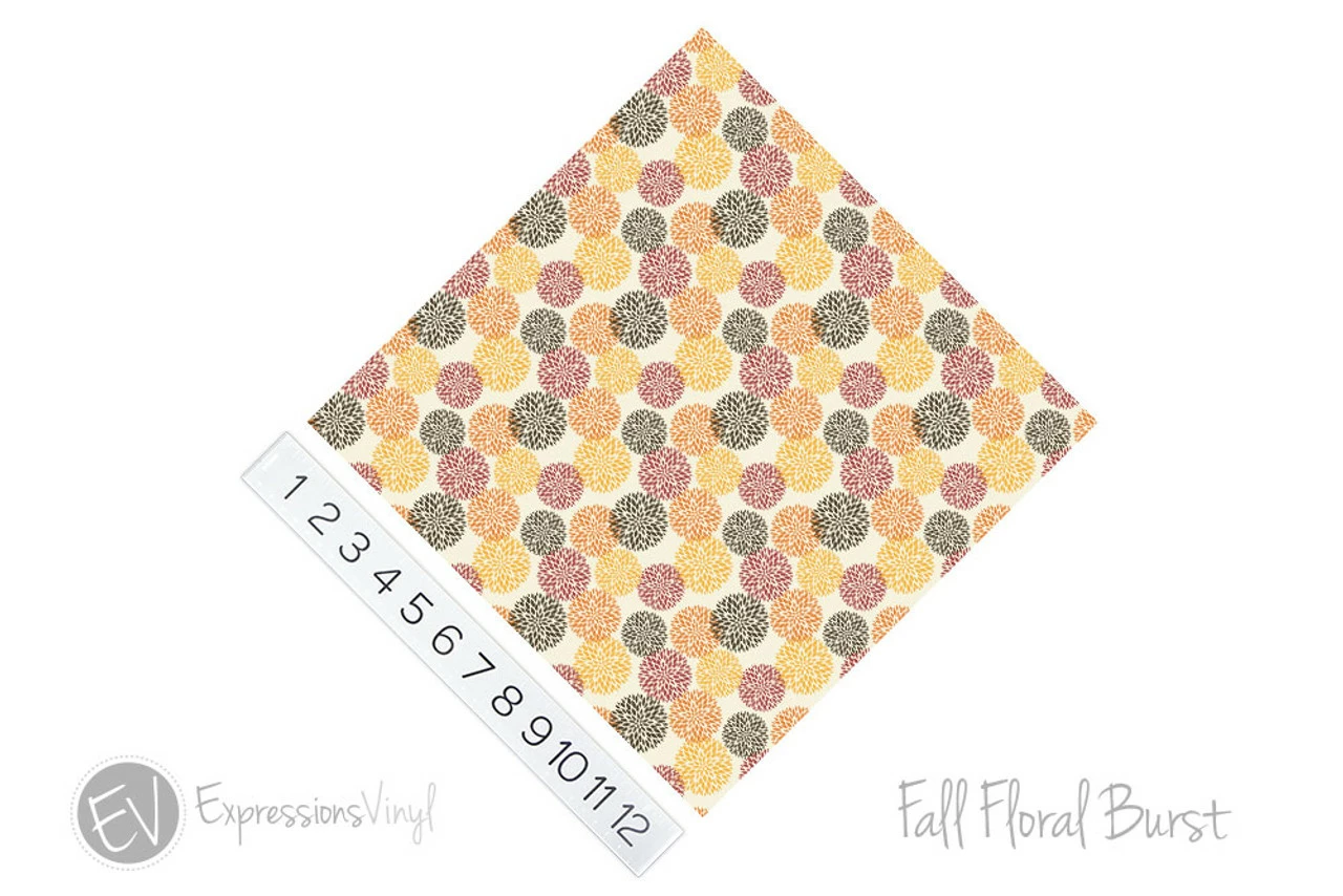 12"x12" Patterned Heat Transfer Vinyl - Fall Floral Burst 4 12"x12" Patterned Heat Transfer Vinyl - Fall Floral Burst - Image 2