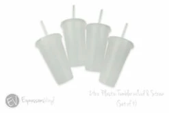 24oz Plastic Tumbler W/ Straw And Lid - 4 Pack