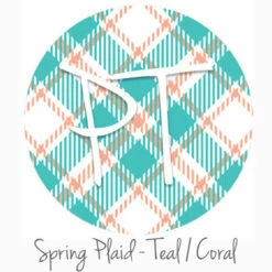 12"x12" Patterned Heat Transfer Vinyl - Spring Plaid - Teal/Coral