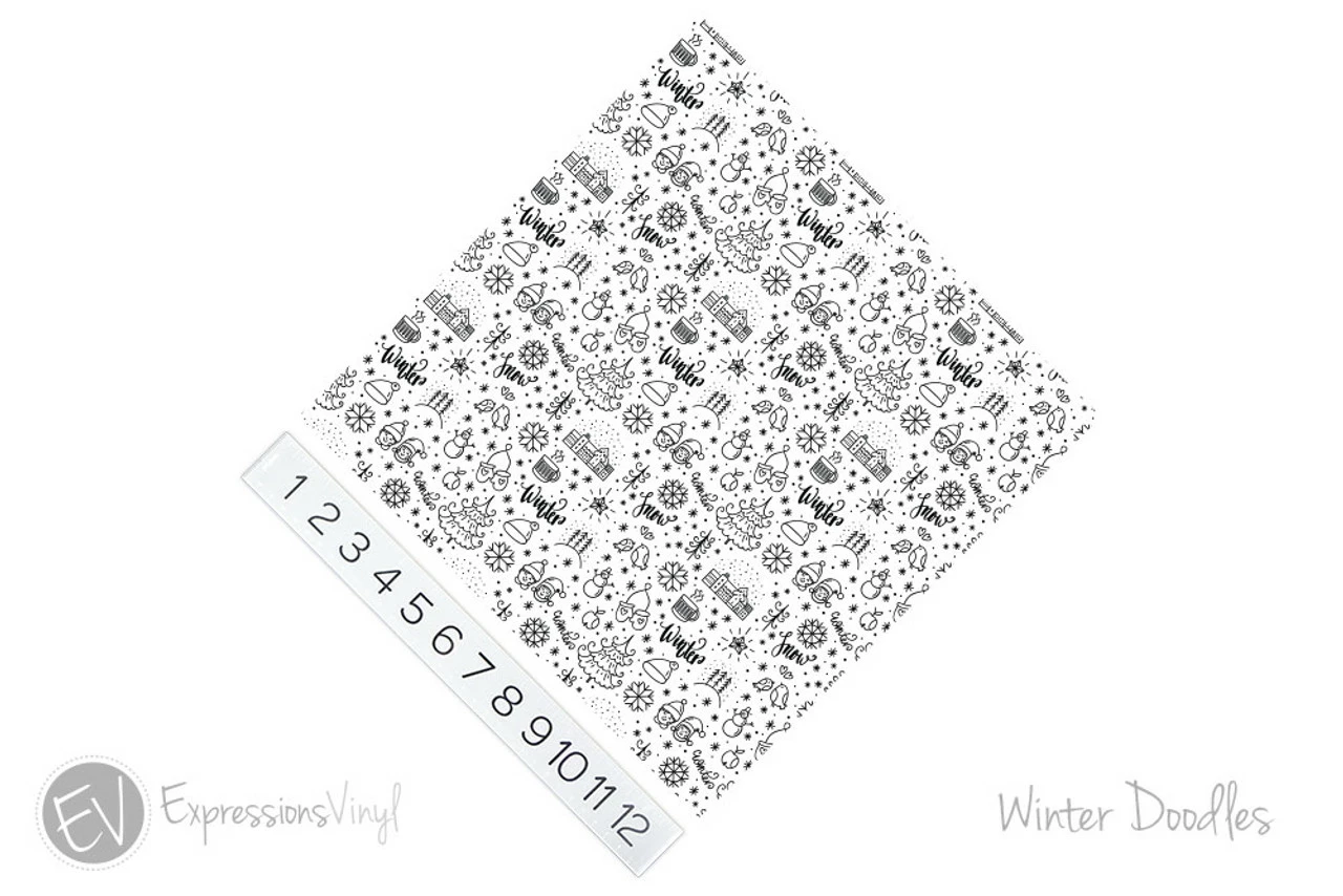 12"x12" Patterned Heat Transfer Vinyl - Winter Doodles 4 12"x12" Patterned Heat Transfer Vinyl - Winter Doodles - Image 2